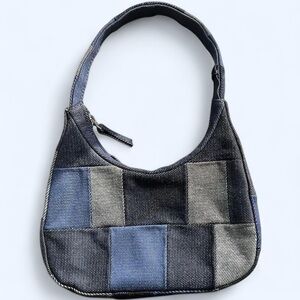 GAP Denim Patchwork Shoulder Bag - Blue and Gray